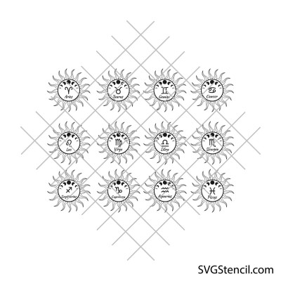 Zodiac sun signs svg | Astrology signs svg