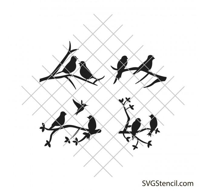 Birds on branch svg | Two birds svg