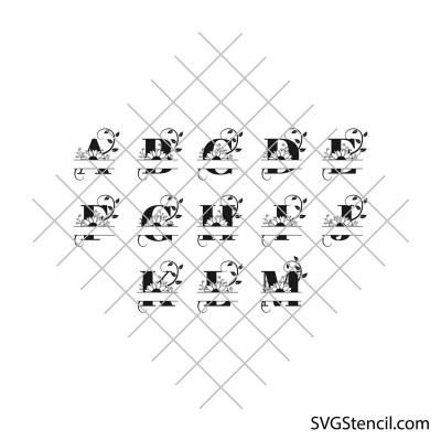 Floral alphabet monogram svg | Sunflower letters svg