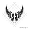 Baby footprints with angel wings svg