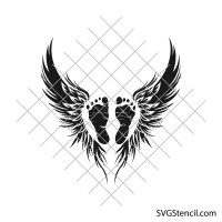 Baby footprints with angel wings svg