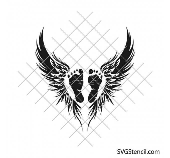 Baby footprints with angel wings svg