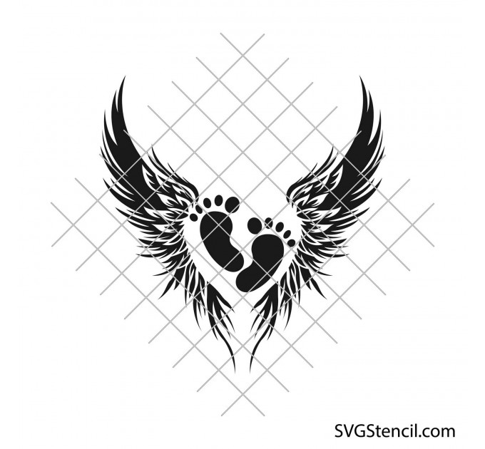 Baby footprints with angel wings svg