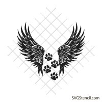 Dog paws with angel wings svg | Pet funeral svg