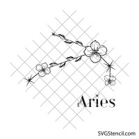 Aries floral zodiac sign svg