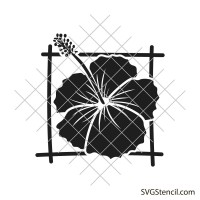 Hibiscus floral frame svg | Flower wreath svg | Tropical flower svg