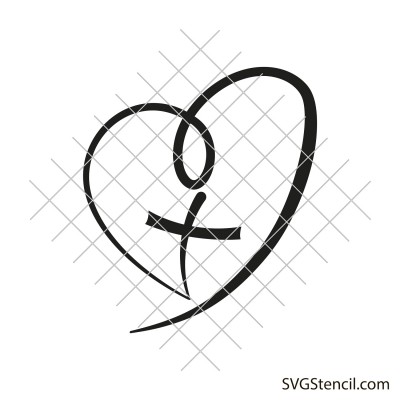 Cross inside heart svg | Heart with cross svg | Christian vector