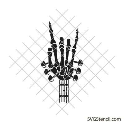 Rock and Roll skeleton hand svg