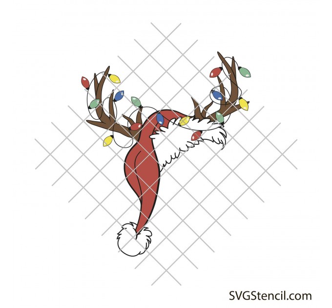 Santa hat with reindeer antlers clipart | Christmas Santa hat png