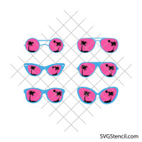 Sunglasses with palm trees svg