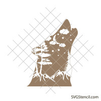 Wolf howling at the moon svg