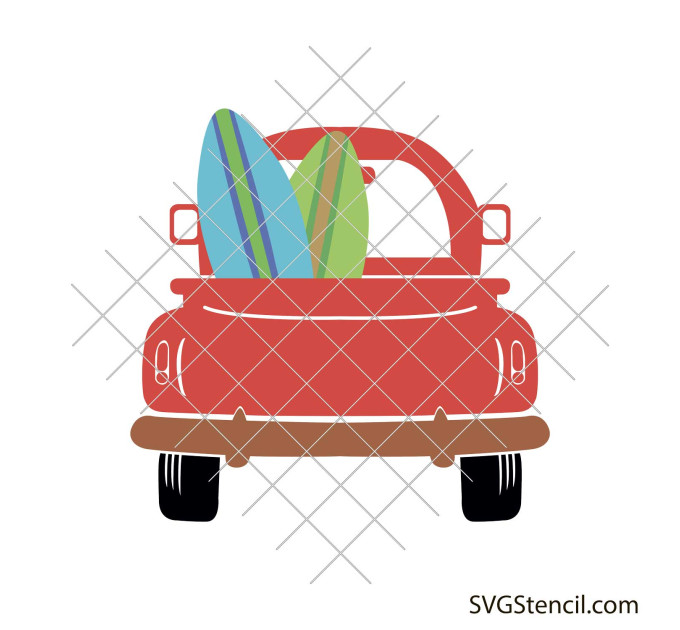 Vintage summer truck svg