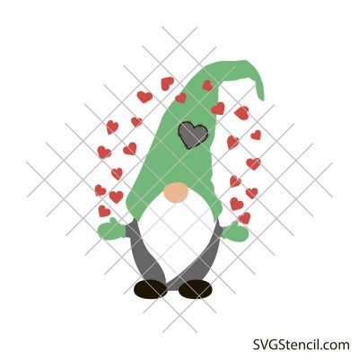 Valentine's Day gnome with hearts svg