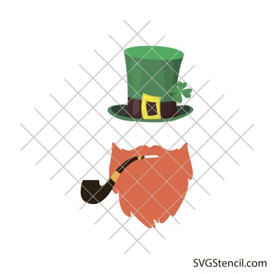 Saint Patrick's beard and hat svg