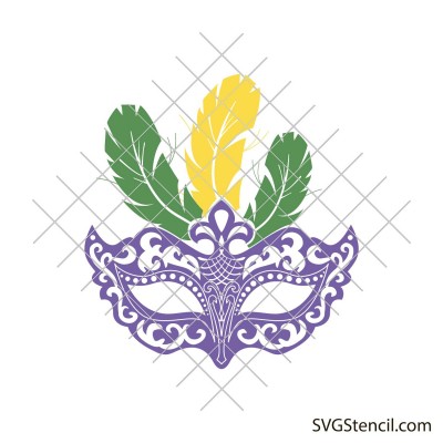 Mardi Gras mask with feathers svg
