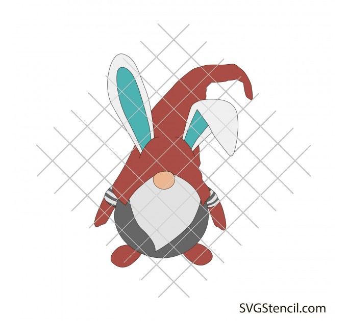 Easter gnome with bunny ears svg