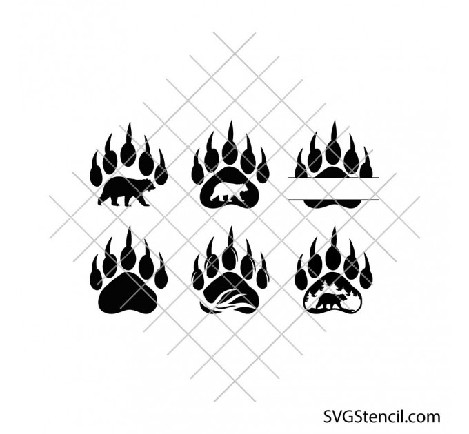 Bear claw svg | Bear paw print svg | Paw split monogram svg