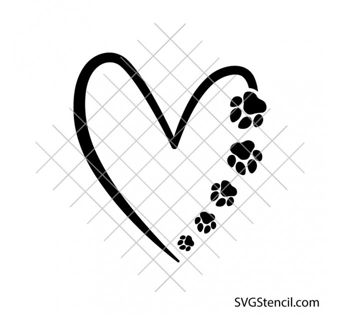 Heart paw print svg | Love paw print svg | Puppy paws svg