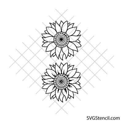 Sunflower mandala svg | Black and white sunflower svg | Sunflower decal svg