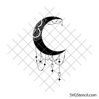 Mystical moon svg | Celestial dreamcatcher moon svg | Boho moon svg