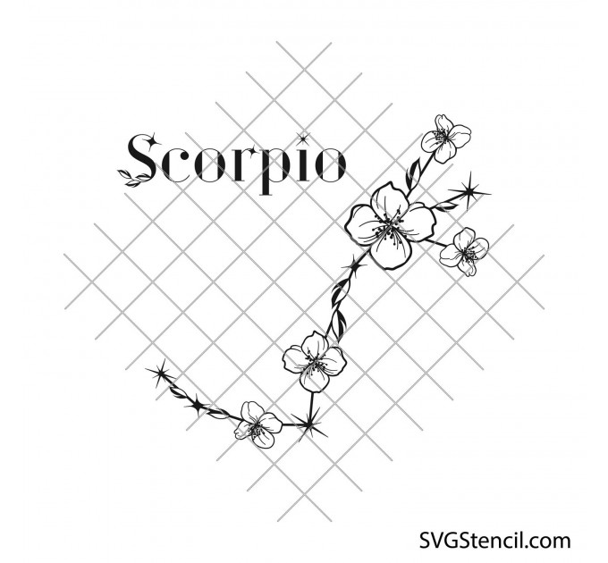 Scorpio zodiac sign svg | Floral zodiac svg | Horoscope svg