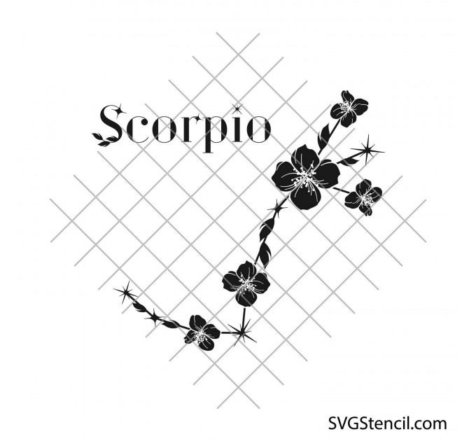Scorpio zodiac sign svg | Floral zodiac svg | Horoscope svg