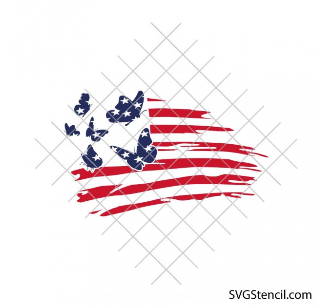American Flag with flying butterflies svg | 4th of July svg