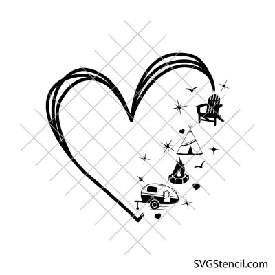 Camp lover svg | Camping heart svg | Vintage camper svg
