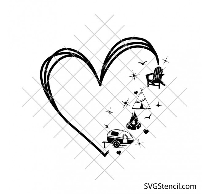 Camp lover svg | Camping heart svg | Vintage camper svg