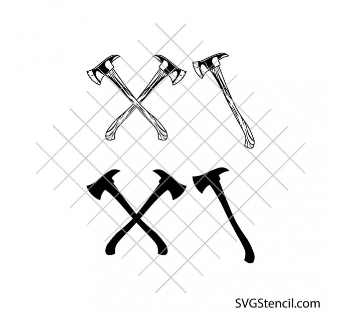 Firefighters axe svg | Crossed axe svg | Tools svg