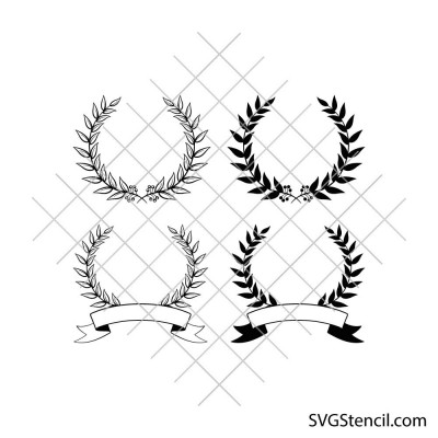 Laurel wreath monogram svg | Hand drawn wreath svg