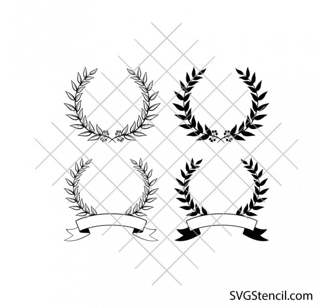 Laurel wreath monogram svg | Hand drawn wreath svg