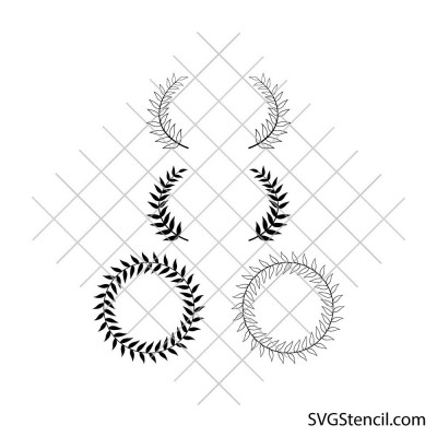 Laurel wreath svg | Wedding wreath svg | Circle frame svg