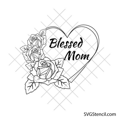 Blessed mom svg | Floral svg drawing | Mama shirt svg design