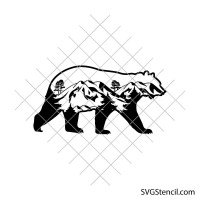 Nature scene bear svg | Mountain bear svg | Landscape svg