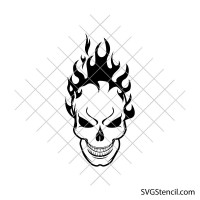 Skull with flames svg | Halloween skull svg | Skeleton head svg