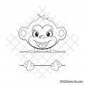 Cute monkey monogram svg | Baby monkey svg | Funny monkey name svg