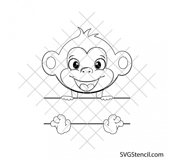 Cute monkey monogram svg | Baby monkey svg | Funny monkey name svg