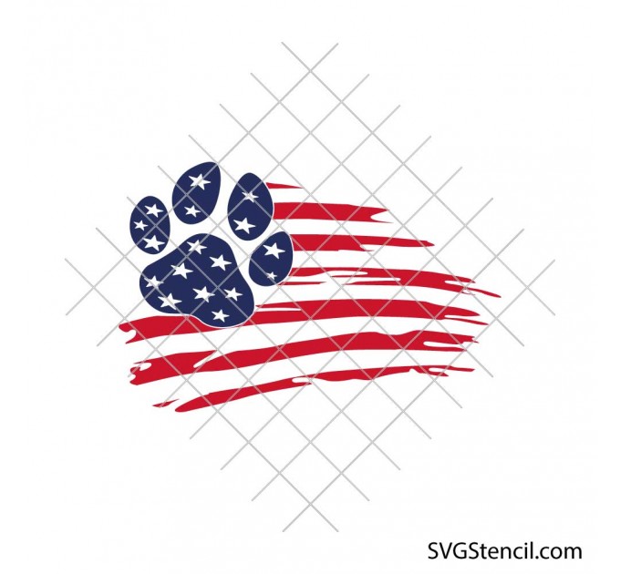 American flag dog paw print svg | Puppy pawprint svg | Patriotic svg