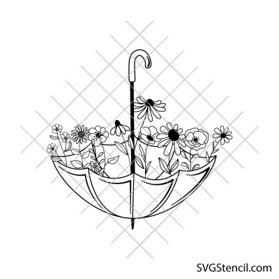 Floral umbrella svg | Umbrella with wildflower svg png | Spring svg Floral umbrella svg | Umbrella with wildflower svg png | Spring svg