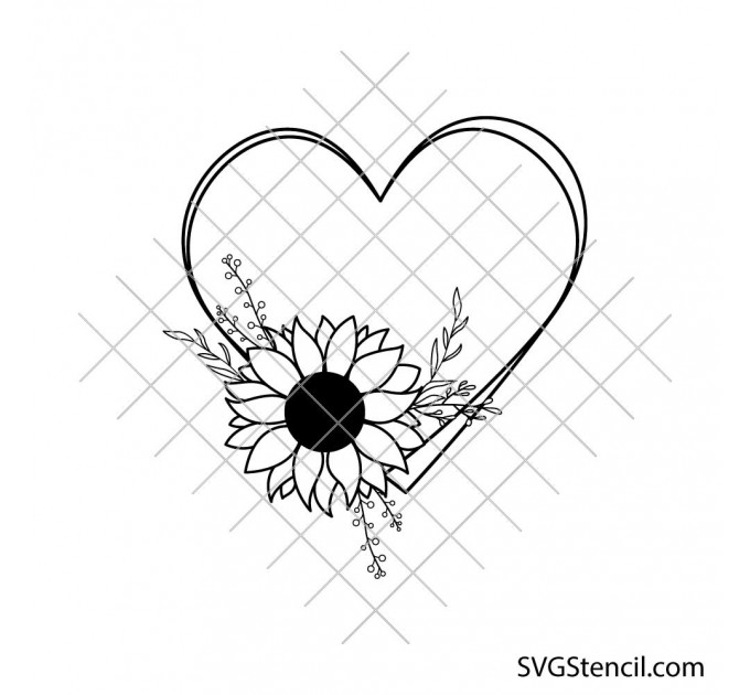 Heart with flowers svg | Floral heart svg | Love svg