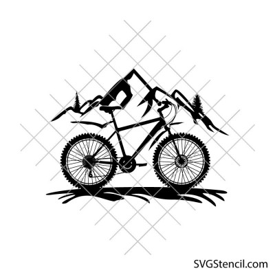 Mountain bike svg | Mountain tops svg | Cycling svg