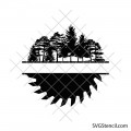Saw blade name frame svg | Tree line svg | Pine forest svg