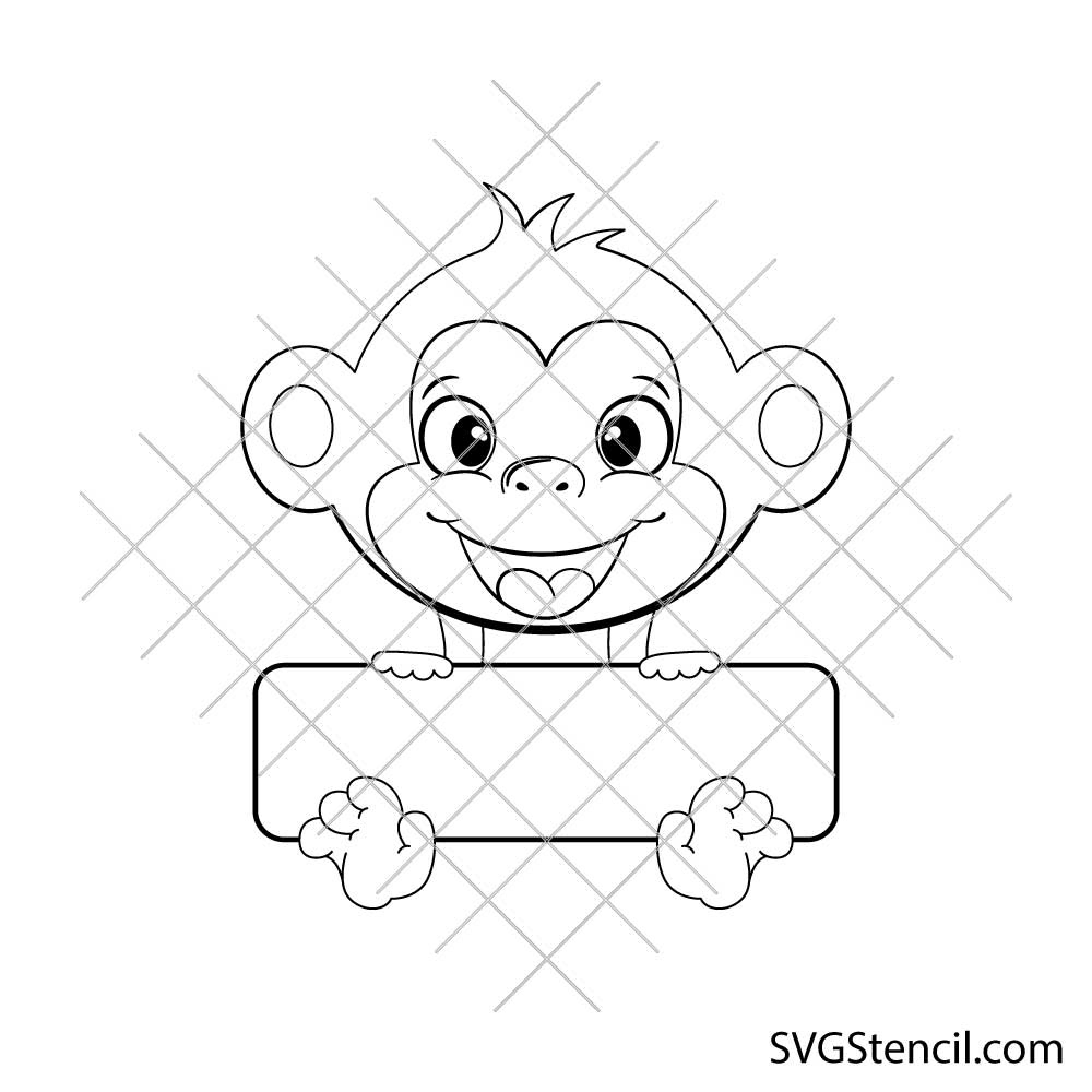 Split monogram svg | Zoo animal svg | Baby monkey svg - SVGStencil