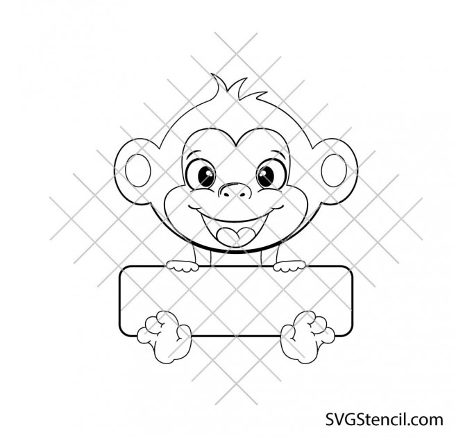 Cute monkey monogram svg | Baby monkey svg | Funny monkey name svg