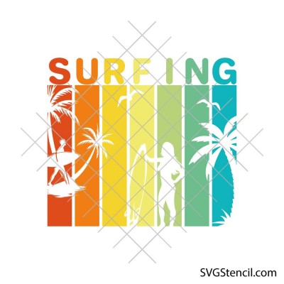 Surfing svg | Surfer svg | Ocean palm tree svg