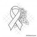 Floral awareness ribbon svg | Breast cancer with roses svg