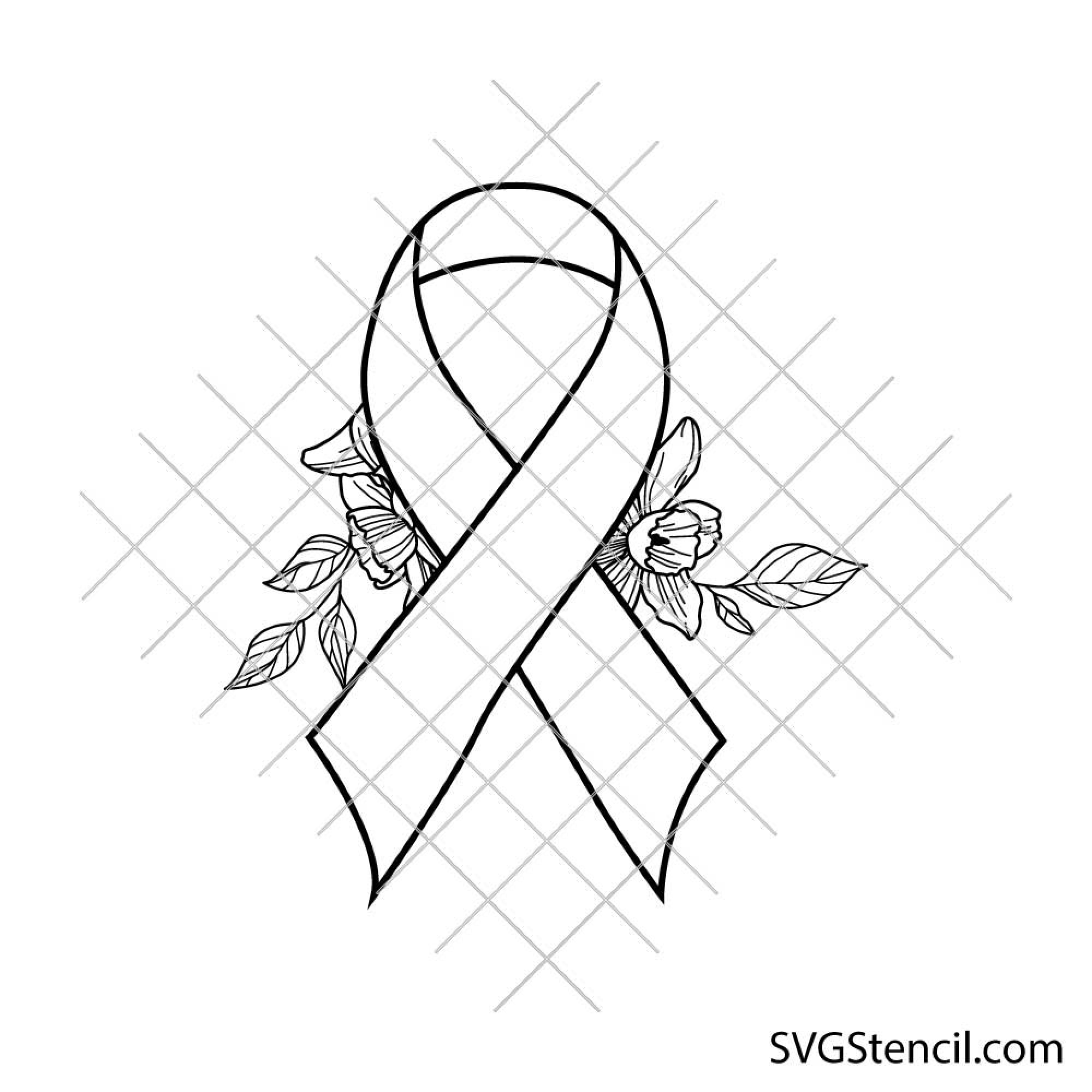 Awareness ribbon svg | Silhouette support svg | Floral ribbon svg ...