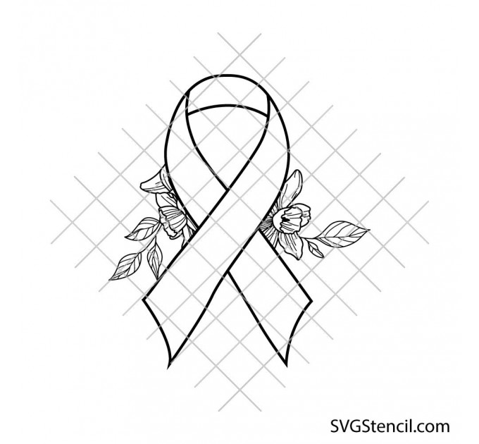 Awareness ribbon with flowers svg | Support ribbon svg | Charity svg