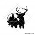 Deer forest silhouette svg | Hunting svg | Woodland animal svg